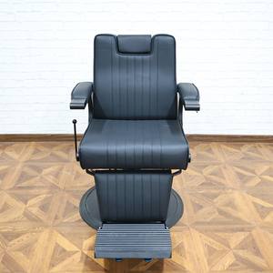 Silla moderna de peluquero de cuero negro, muebles de salón de fondo redondo negro, silla reclinable para hombre, silla para pelar, venta al por mayor - Product Image 2