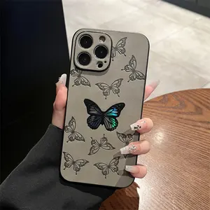 Butterfly Pattern PU Leather Phone Case For Iphone 11 12 13 14 15 Lens Protect Phone Cover For Iphone 6/7/8/xr/xs
