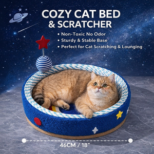 Rascador para Gatos con Diseño de Cielo Estrellado, Área de Descanso Elíptica, Juguete Interactivo en Forma de Bola, Cama para Mascotas de Interior, Mueble Duradero de Gran <span class=keywords><strong>Tamaño</strong></span> - Product Image 1