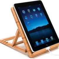 Soporte extensible de madera de bambú hecho a mano de un solo nivel con organizador de cajones para iPad para tabletas Nexus Nintendo Switch-Uso de escritorio