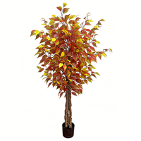 Plante artificielle de banian en pot très réaliste de 150 cm avec des feuilles aux couleurs automnales, idéale pour la décoration intérieure et extérieure