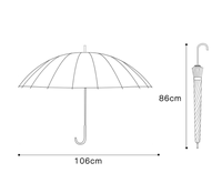 Parapluie coupe-vent et anti-UV à ouverture automatique avec poignée en bois en forme de J, 16 baleines, blocs de couleur, personnalisable avec logo OEM, pour hommes et femmes
