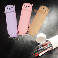 Usine En Gros Silicone Papeterie Organisateur Durable Stylo Sac Cas pour Étudiants Fantaisie Crayon Pochette Sacs D'école
