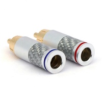 Connecteur mâle en laiton et lotus RCA, fibre de carbone de haute qualité, laiton plaqué or, douille av pour audio et vidéo