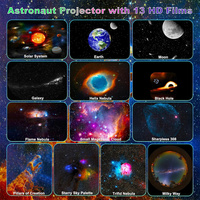 Projecteur d'étoiles fusée astronaute, rotation 360° réglable, LED, 13 disques de films, minuterie USB, lampe ciel étoilé nébuleuse planétarium artistique