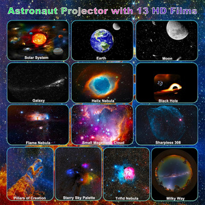 Proiettore Stellare Rocket Astronaut con Rotazione a 360°, LED, 13 Dischi di Pellicola, USB, Timer, Lampada Artistica Cielo Stellato Nebulosa Planetario - Product Image 6