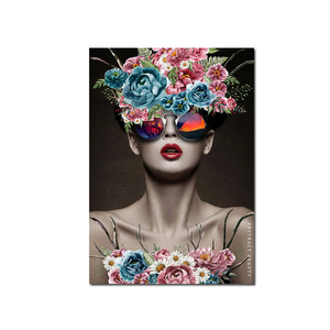 Style nordique décor à la maison affiche salon mur Art photo <span class=keywords><strong>fleur</strong></span> sur la tête avec or femmes peinture à l'huile impression sur toile - Product Image 6