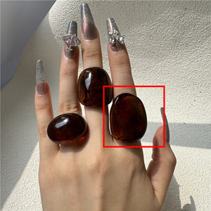Trendy Geometric Acrylic Resin <strong>Ring</strong> Bold Large Amber Bubble Resin <strong>Stack</strong> <strong>Ring</strong> Elegant Women Jewelry - Product Image 5