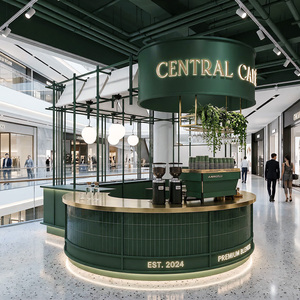 Vitrine en verre LED personnalisée, bar à expresso, station de café gourmet, comptoir de service, design pour boulangerie-café - Product Image 2