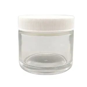 Rỗng 2Oz Rõ Ràng Lọ Thủy Tinh 60Ml Với Nhựa Trắng Gân Vít Cap Cho Chăm Sóc Da Và Khuôn Mặt Chăm Sóc