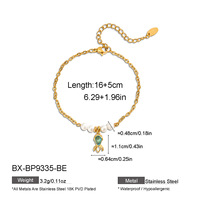 Bracelet minimaliste en acier inoxydable hypoallergénique plaqué or 18 carats avec perle d'eau douce et zircon incrusté pour femmes Q329