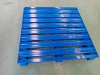 Palette de stockage en acier robuste, résistante à l'humidité, compatible avec les chariots élévateurs, palette d'entrepôt pliable