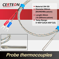Probe Termokopel Tipe K Tipe E Presisi Tinggi 0‑400°C 0‑600°C Sensor Suhu Baja Tahan Karat probe termokopel