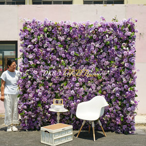 Nhà máy tùy chỉnh 3D 5D Tím 8x8 cuộn lên vải dưới lụa tăng tường hoa trang trí cho các sự kiện đám cưới trang trí tường - Product Image 5