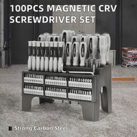 Juego de 100 Destornilladores Magnéticos de Acero CRV con Batería AAA, 1 Estuche Rígido, Personalizable OEM, para Reparaciones