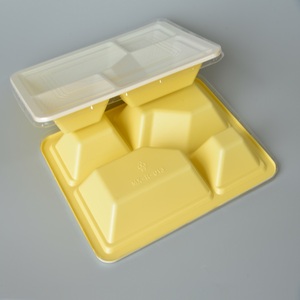 Contenitori all'ingrosso usa e getta in plastica nera per la preparazione dei pasti cibo a conchiglia per Sushi e spaghetti con gelatina di patatine - Product Image 4