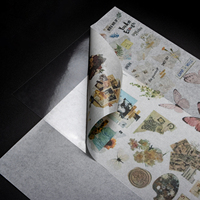 Papier autocollant holographique imprimable à jet d'encre A3 A4, papier washi japonais, mat givré, translucide, autocollant de traçage, dos en plastique transparent