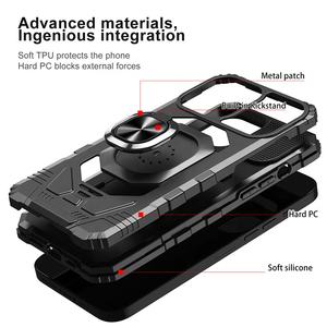 高級iPhone 16 Plus 15 14 13 Pro Max電話ケース、無料回転メタルキックスタンド耐衝撃TPUPCハードケース付き - Product Image 4