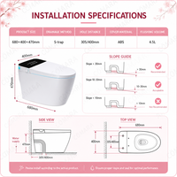 WC intelligent avec télécommande incluse, évacuation en S, cuvette allongée en céramique chauffante, design moderne, montage au sol, siège chauffant