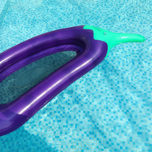 Eggplant Floating Raft 250x105x20cm Thickened PVC <b>Inflatable</b> Swim Ring With Net Reclining Chair Pool <b>Float</b> - Product Image 1