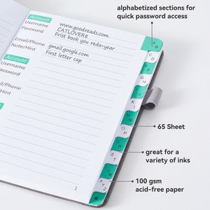 Carnet de mots de passe spirale personnalisé avec onglets A-Z, format A6, journal de poche, index de connexion Internet, page d'indexation, livre de suivi des adresses et mot de passe - Product Image 4