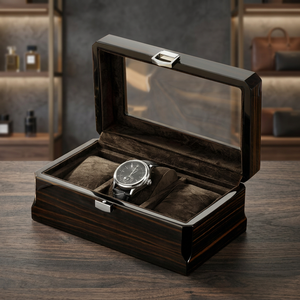Boîte de présentation de montres en bois avec fenêtre en verre, boîte de rangement rectangulaire multi-emplacements pour collectionneur - Product Image 3
