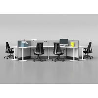 Poste de travail modulaire de style moderne avec cloison de bureau, grand bureau en L avec cadre en aluminium pour école, hôpital, atelier