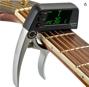 Afinador profesional y combinación de Capo para <span class=keywords><strong>ukelele</strong></span> de guitarras acústicas, eléctricas y bajas - Product Image 1