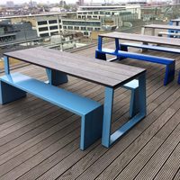 Ensemble de table et bancs d'extérieur en acier inoxydable pour cour, jardin, balcon, terrasse, mobilier de loisirs pour gîtes