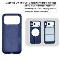 Étui en cuir véritable bleu nuit pour iPhone 17/16/15 Pro Max, découpes de précision, protection complète de l'appareil photo, anneau magnétique