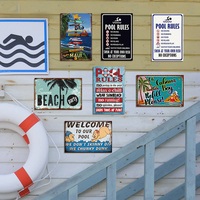 Estilo caliente Vintage Retro Carteles de chapa Playa Piscina Pared Placas de metal decorativas para grandes descuentos