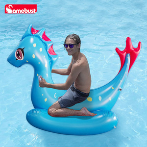 Fauteuil à bascule gonflable dinosaure Samebust bleu en PVC, flotteur aquatique pour enfants, pour le plaisir en piscine ou dans le jardin - Product Image 2