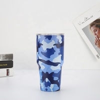 Gobelet à double couche en acier inoxydable, personnalisé, 30oz, motif Jungle, Camouflage vert, paille