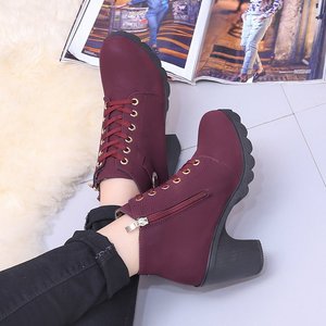 Commercio all'ingrosso di <span class=keywords><strong>stivali</strong></span> corti da <span class=keywords><strong>donna</strong></span> spessi tacchi alti di grandi dimensioni <span class=keywords><strong>42</strong></span> scarpe per l'autunno 2024 - Product Image 6