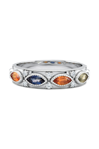 Anillo de Zafiro y Diamantes Múltiples en Plata de Ley 92.5 KLSR-11634 - Product Image 3