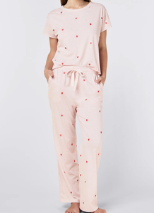 Pyjamas personnalisés en direct d'usine, imprimé cœur, vêtements de détente, ensemble de pyjamas pour femmes, vêtements de maison doux, nuisettes respirantes, vêtements de nuit pour femmes - Product Image 2