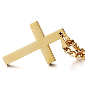 <span class=keywords><strong>Collier</strong></span> Croix Personnalisée Bijoux en Acier Inoxydable Plaqué or Lettre Gravée au Laser Croix Vierge Colliers Pendentifs pour Hommes Femmes - Product Image 2