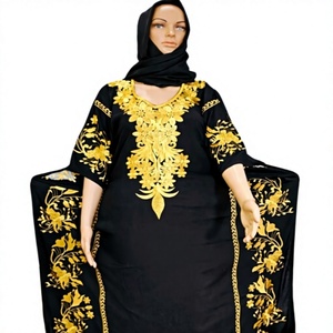 Designer Luxury African Ethnic <b>Kaftan</b> Gown – Loose Fit Muslim Abaya Robe for <b>Plus</b> <b>Size</b> Adults in Soft Rayon Fabric - Product Image 1