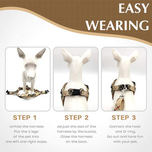 Set tali dan kekang anjing Pull-free kualitas tinggi tali pengikat anjing serat poliester dapat disesuaikan cocok untuk anak anjing - Product Image 5