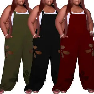 Damochic tem Hollow Out jumpsuits mùa hè rắn màu Overalls Playsuits lỏng đôi túi bodysuits cho phụ nữ 2023