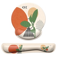 Ensemble Clavier et Tapis de Souris Ergonomique en Gel à Motifs de Fleurs et Feuilles, Repose-Poignets en Mousse à Mémoire de Forme pour PC, Couleurs Personnalisables, En Stock