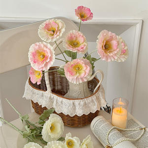 Amapolas Artificiales de Seda, Flores Blancas, Rosas, Naranjas, Azules y Moradas, con Efecto de Terciopelo, Alta Simulación, Decoración para Bodas, Mesa de Salón - Product Image 1