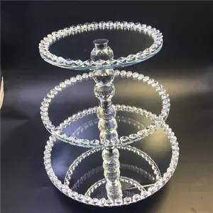 Suporte redondo para festa de casamento, varal redondo com 3 camadas de cristal, diamante, espelhado e vidro