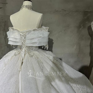 Robe de mariée Jancember Wx102 style princesse coréenne, jupe bouffante, coupe ajustée, ornée de diamants brillants, pour mariées élégantes. - Product Image 4