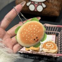 Porte-clés de poupée en peluche mignon et créatif Hamburger pain, pendentif pour fille, jouet pour simulation alimentaire