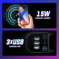 Bureau de jeu Aor Esports Ordinateur de bureau Racer Table de bureau RVB LED Chargeur USB sans fil en fibre de carbone