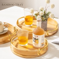 Plateau rond moderne simple en bambou Home restaurant service à thé petit plateau plateau à pâtisserie avec fruits Vente en gros et en gros