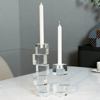 Chandelier en cristal géométrique minimaliste de luxe, porte-bougie décoratif pour table à manger, ambiance chaleureuse, décoration intérieure