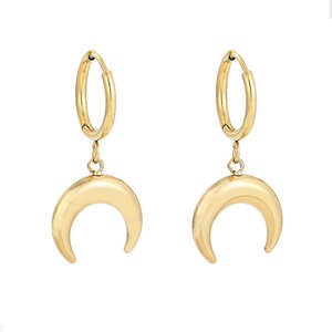 Dainty Half Moon Drop <b>Earrings</b> Jewelry Custom Design Moon <b>Dangle</b> Huggie Hoop <b>Earrings</b> - Product Image 1