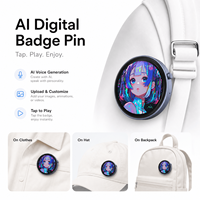 Tarjeta de Identificación Digital con IA, Asistente de Voz, Pantalla Táctil IPS, Bluetooth, Etiqueta Inteligente con Nombre Personalizado, Pantalla Animada Recargable